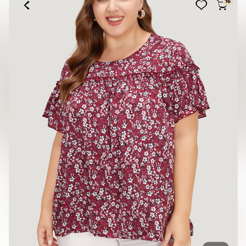 NWT-Cranberry & Floral Top. Gorgeous Colors! Lightweight! - Picture 6 of 10